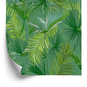Behang Groen Thema Met Bladeren