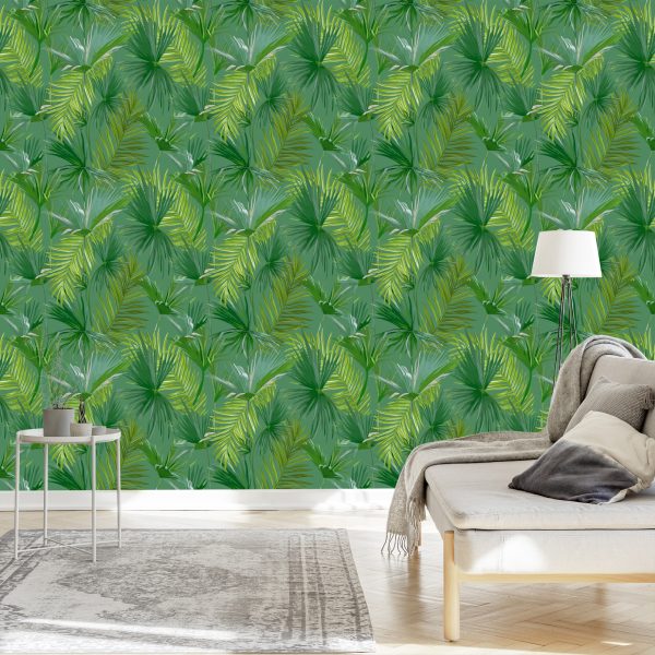 Behang Groen Thema Met Bladeren - Afbeelding 3