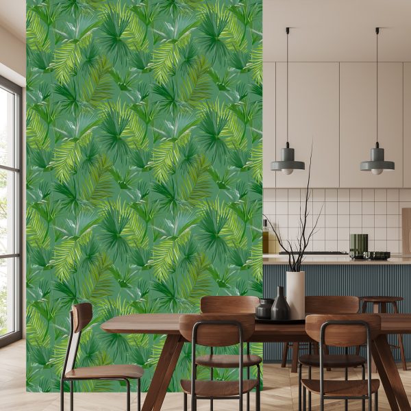 Behang Groen Thema Met Bladeren - Afbeelding 4
