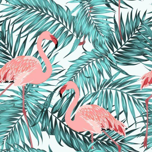 Behang Bladeren Met Flamingo's - Afbeelding 2
