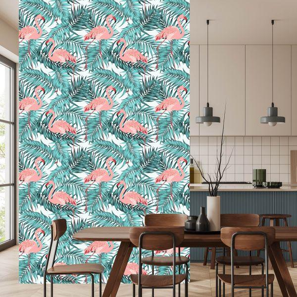 Behang Bladeren Met Flamingo's - Afbeelding 4