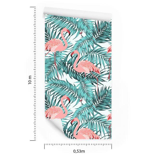 Behang Bladeren Met Flamingo's - Afbeelding 8