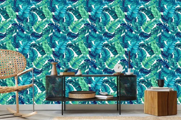 Behang Groenblauwe Bladeren - Afbeelding 5