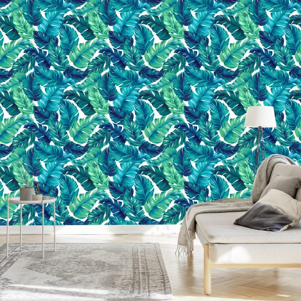 Behang Groenblauwe Bladeren - Afbeelding 3