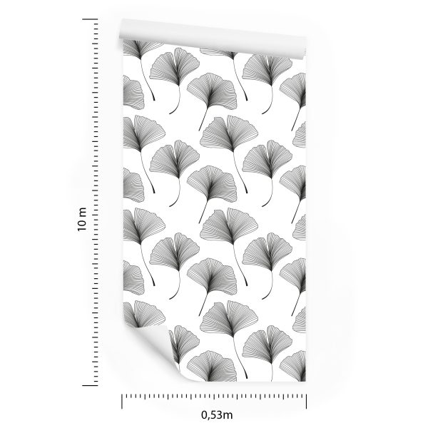 Behang Zwart En Wit Blad - Afbeelding 8