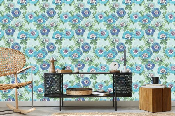 Behang Mooie Blauwe Anemoonbloemen - Afbeelding 5