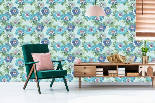 Behang Mooie Blauwe Anemoonbloemen - Afbeelding 6