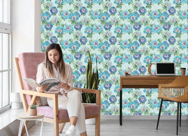 Behang Mooie Blauwe Anemoonbloemen - Afbeelding 7