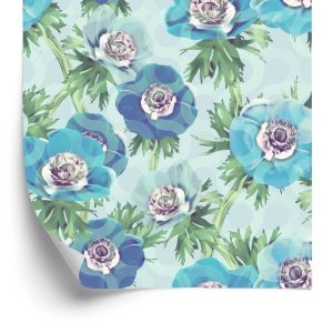 Behang Mooie Blauwe Anemoonbloemen