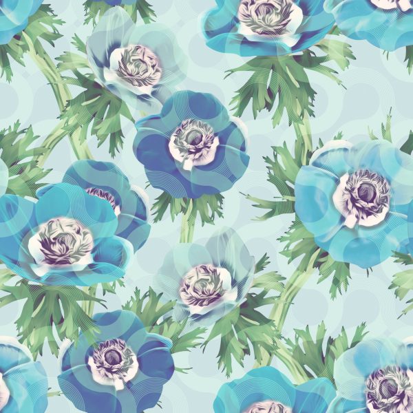 Behang Mooie Blauwe Anemoonbloemen - Afbeelding 2