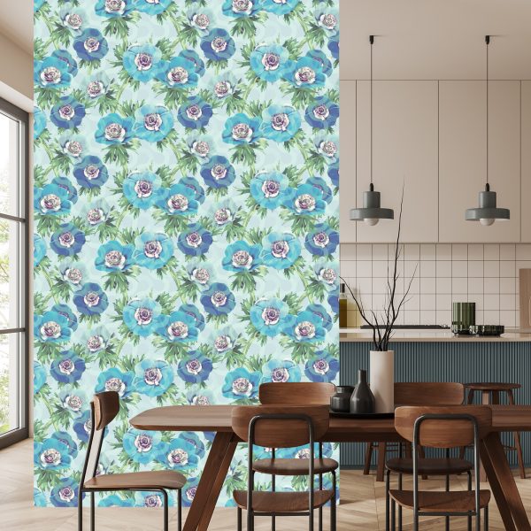 Behang Mooie Blauwe Anemoonbloemen - Afbeelding 4
