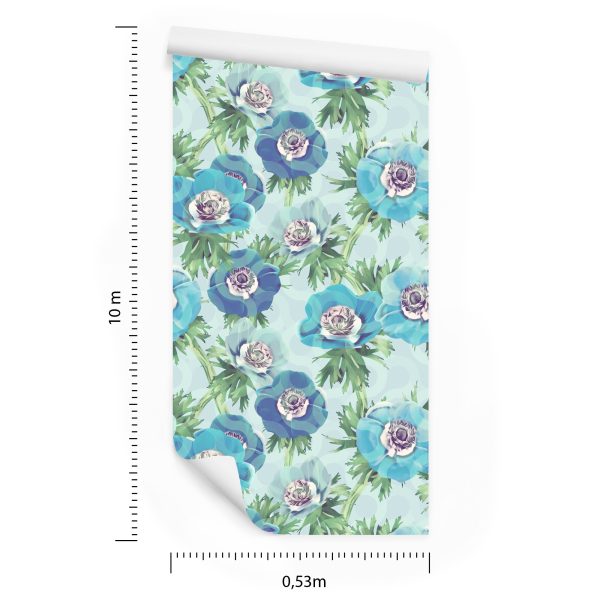 Behang Mooie Blauwe Anemoonbloemen - Afbeelding 8