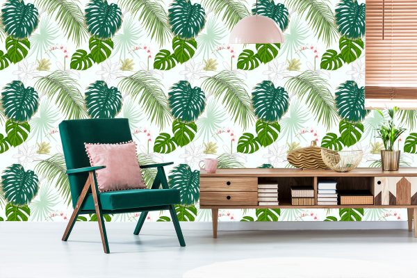 Behang Diverse Bladeren En Bloemen - Afbeelding 6