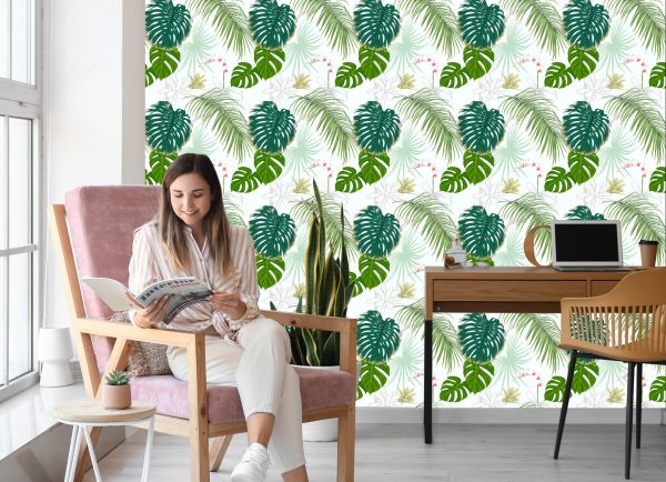Behang Diverse Bladeren En Bloemen - Afbeelding 7