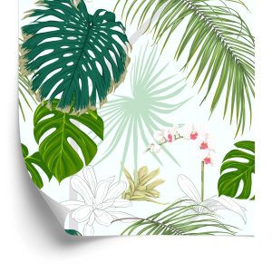Behang Diverse Bladeren En Bloemen