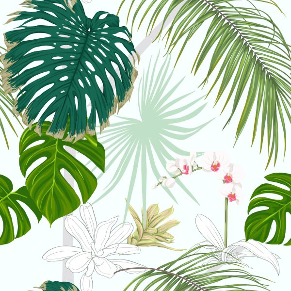 Behang Diverse Bladeren En Bloemen - Afbeelding 2
