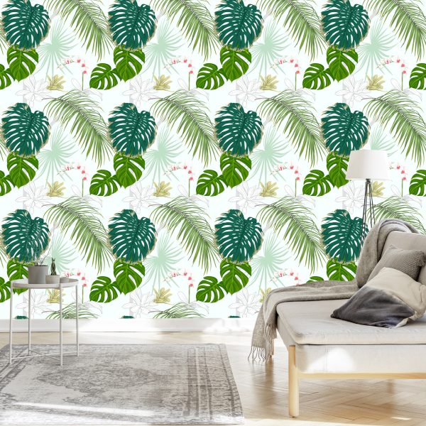 Behang Diverse Bladeren En Bloemen - Afbeelding 3