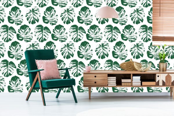 Behang Groen-Witte Bladeren - Afbeelding 6