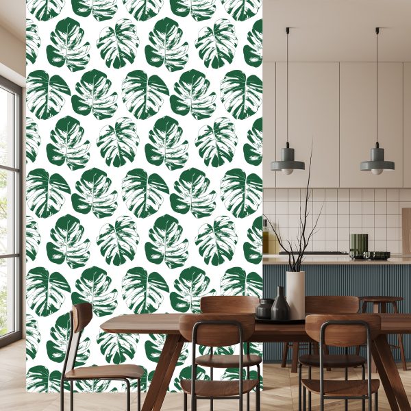 Behang Groen-Witte Bladeren - Afbeelding 4