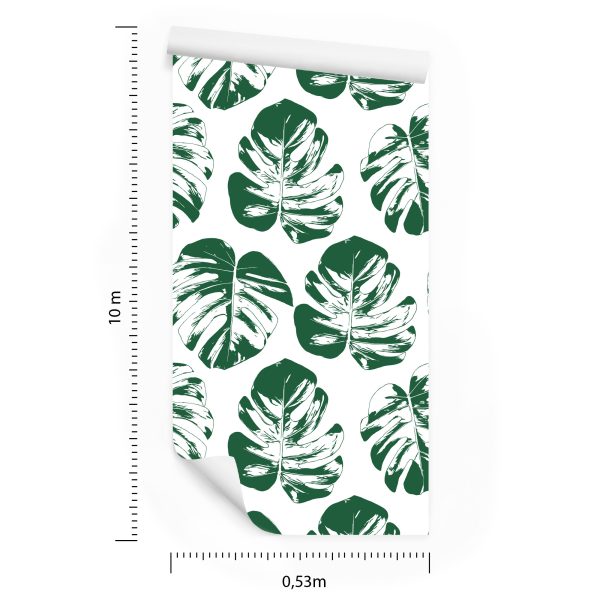 Behang Groen-Witte Bladeren - Afbeelding 8