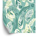 Behang Blauw Patroon Met Bladeren En Bloemen
