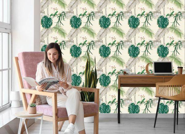 Behang Groene Bladeren En Palmbomen - Afbeelding 7