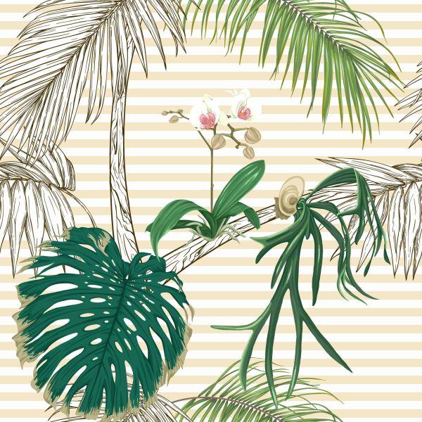 Behang Groene Bladeren En Palmbomen - Afbeelding 2