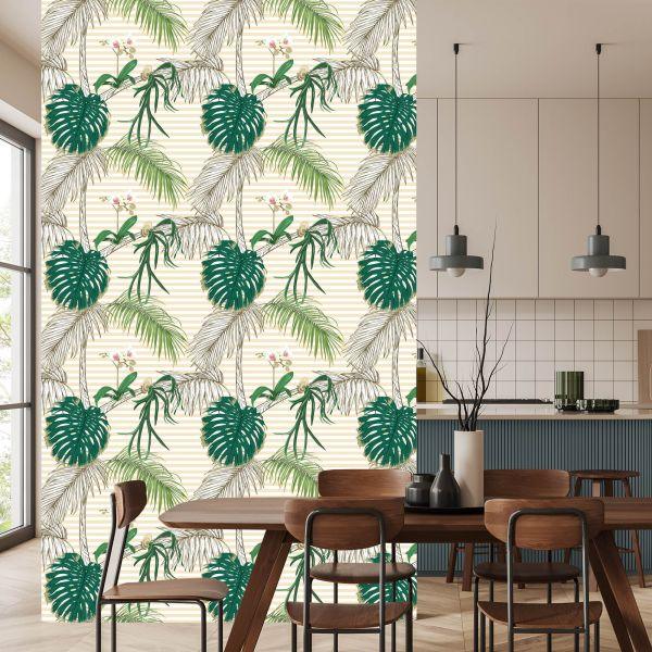 Behang Groene Bladeren En Palmbomen - Afbeelding 4