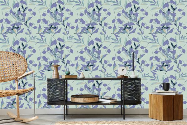 Behang Violette En Blauwe Bladeren - Afbeelding 5