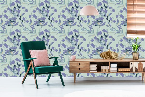Behang Violette En Blauwe Bladeren - Afbeelding 6