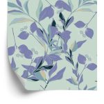 Behang Violette En Blauwe Bladeren
