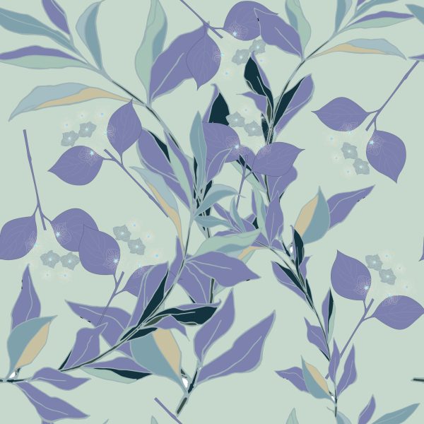 Behang Violette En Blauwe Bladeren - Afbeelding 2