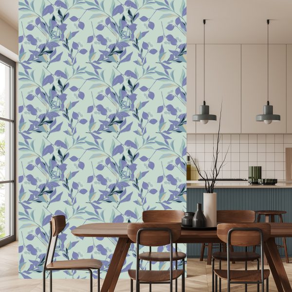 Behang Violette En Blauwe Bladeren - Afbeelding 4