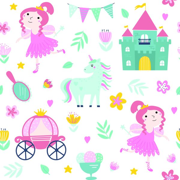 Behang Voor Kinderen - Eenhoorns En Prinsessen - Afbeelding 2