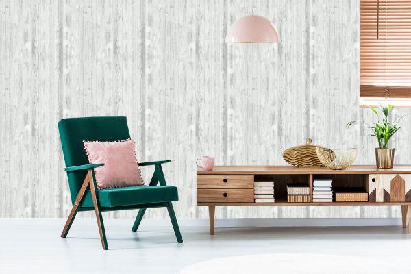 Behang Modieuze Heldere Verticale Houten Planken - Afbeelding 6