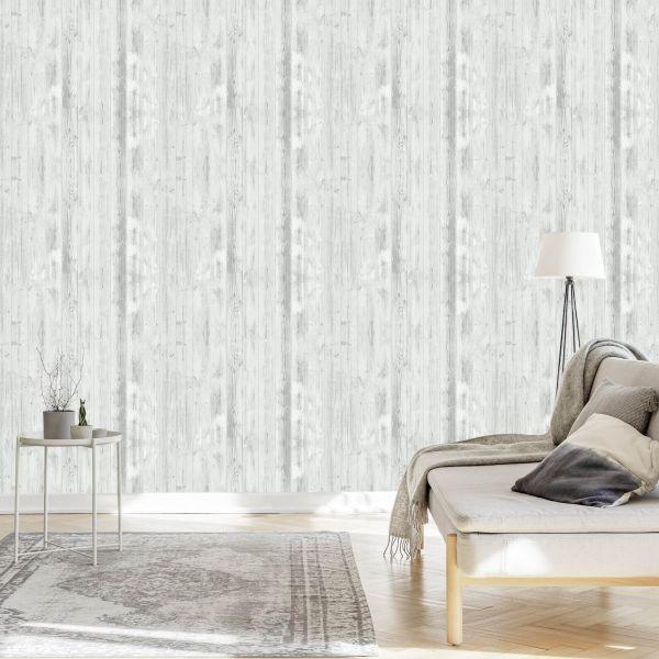 Behang Modieuze Heldere Verticale Houten Planken - Afbeelding 3