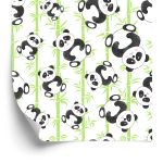 Behang Voor Kinderen - Lachende Panda's En Bamboe