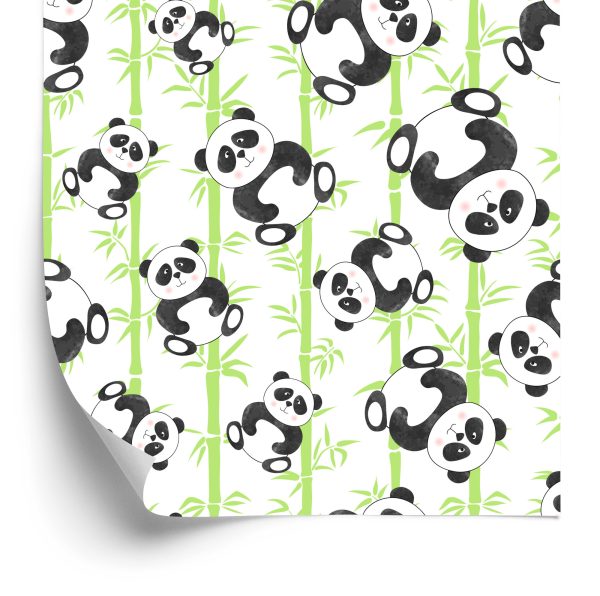 Behang Voor Kinderen - Lachende Panda's En Bamboe
