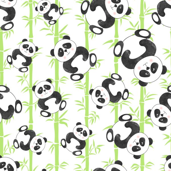 Behang Voor Kinderen - Lachende Panda's En Bamboe - Afbeelding 2