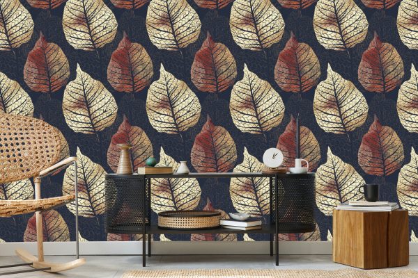 Behang Aquarel Herfst Bomen En Bladeren - Afbeelding 5
