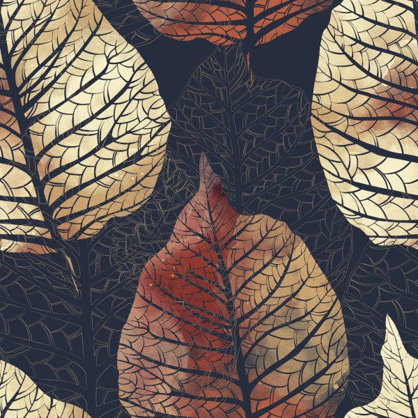 Behang Aquarel Herfst Bomen En Bladeren - Afbeelding 2