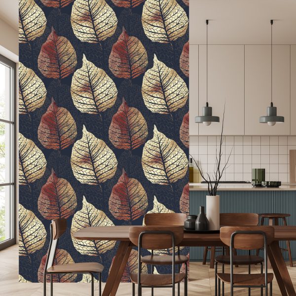 Behang Aquarel Herfst Bomen En Bladeren - Afbeelding 4