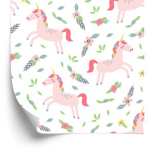 Behang Voor Kinderen - Eenhoorns En Planten