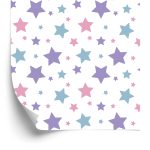 Behang Voor Kinderen - Blauwe, Roze En Violette Sterren