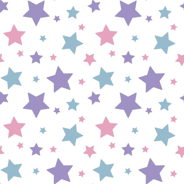 Behang Voor Kinderen - Blauwe, Roze En Violette Sterren - Afbeelding 2