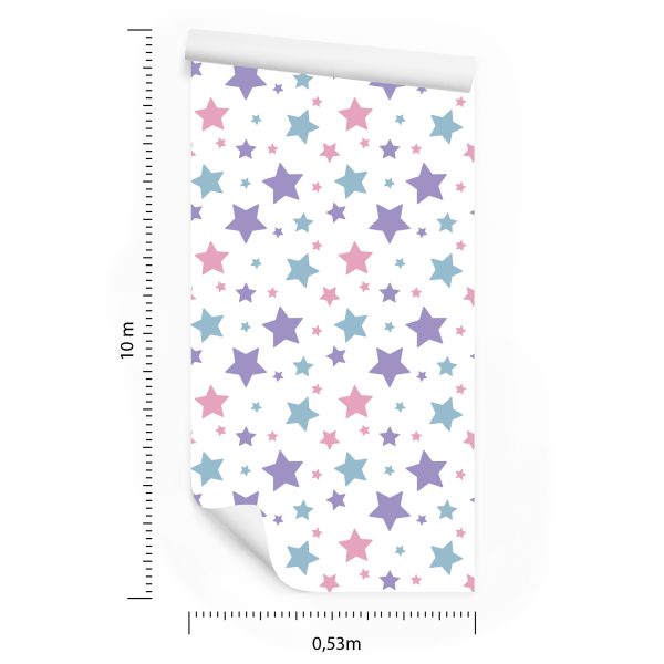 Behang Voor Kinderen - Blauwe, Roze En Violette Sterren - Afbeelding 8