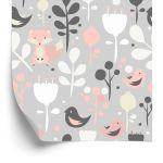 Behang Vossen Met Bloemen En Vogels