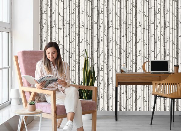 Behang Bomen In Pastelkleuren - Afbeelding 7