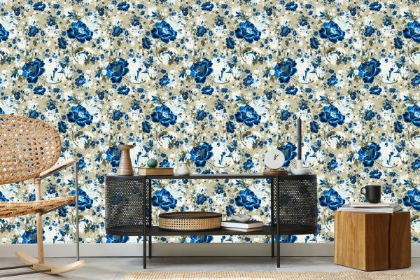 Behang Mooie Blauwe Bloemen - Afbeelding 5
