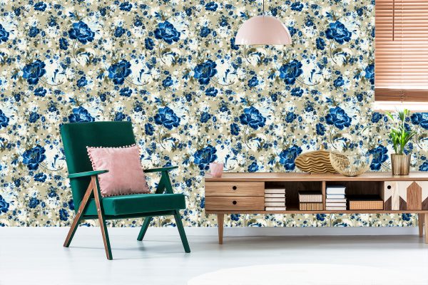 Behang Mooie Blauwe Bloemen - Afbeelding 6